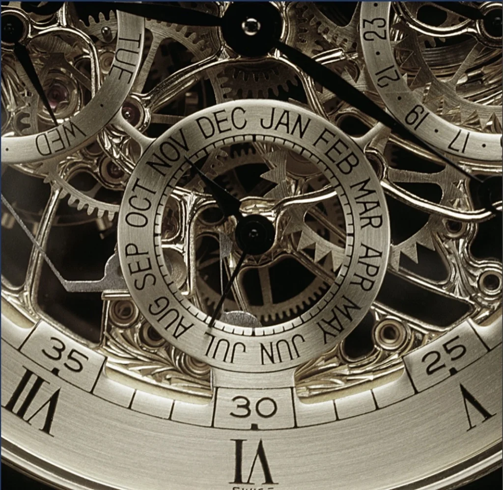 Detalle del mecanismo de un reloj