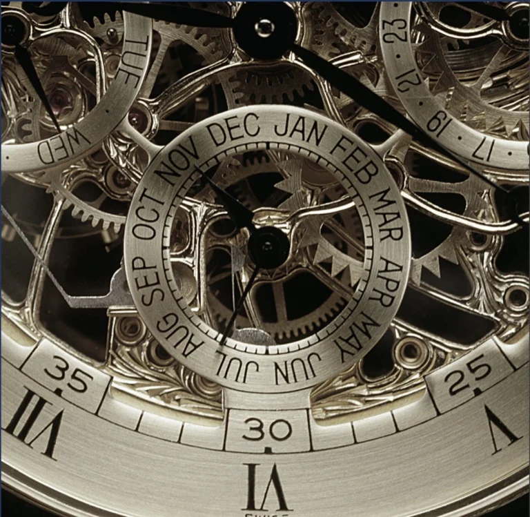 Detalle del mecanismo de un reloj